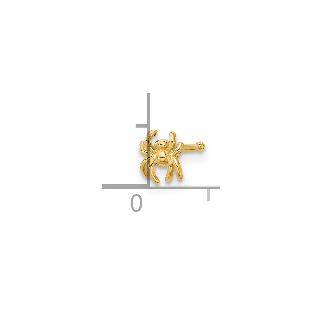 14k Yellow Gold 22G Polished Spider Scorpion Nose Stud Ring - 8.3mm