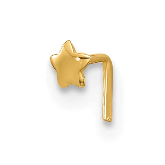 14k Yellow Gold 22G Star Nose Stud Ring