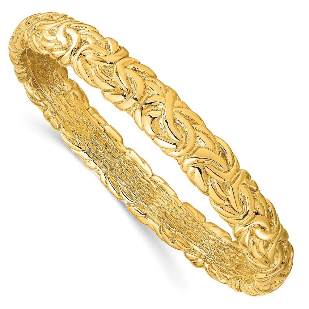 925 Sterling Silver Gold Plated Byzantine Slip-on Bangle Bracelet - 9.25mm