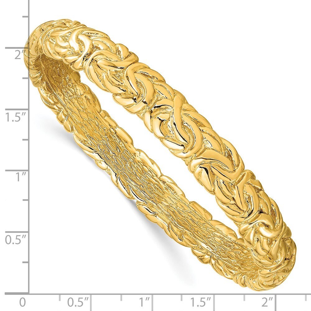 925 Sterling Silver Gold Plated Byzantine Slip-on Bangle Bracelet - 9.25mm