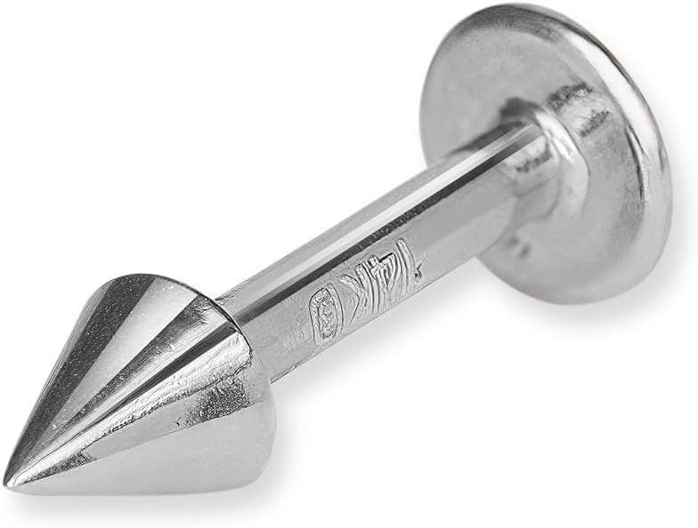 14k Yellow or White Gold 16G Cone Labret Tragus Ear Lip Ring Piercing