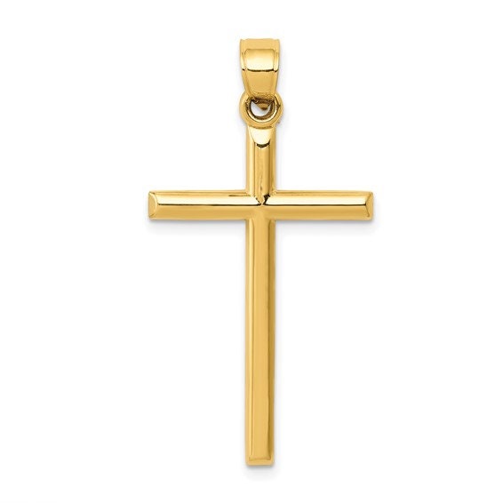 14k Yellow or White Gold Polished Large Cross Pendant Necklace