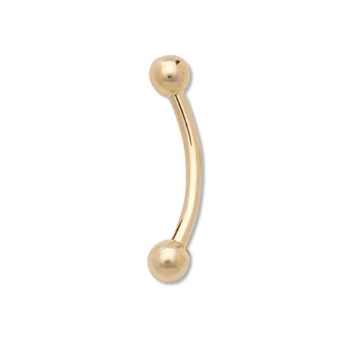 Solid 14k Gold 2mm Ball 16 Curved Eyebrow Piercing Jewelry