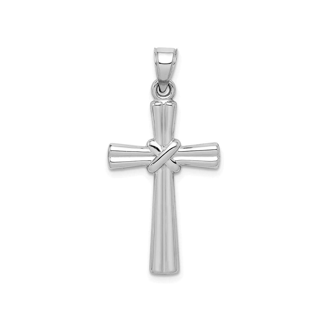 14k Yellow or White Gold Ribbed X-Motif Cross Pendant Necklace