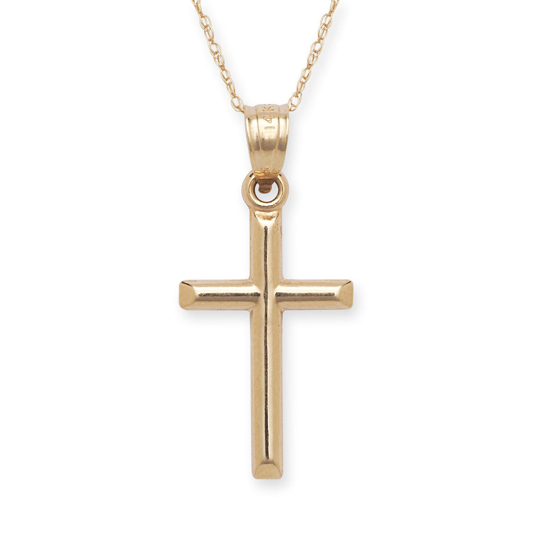 Solid 14k Yellow, Rose or White Gold Small Polished Cross Pendant Necklace