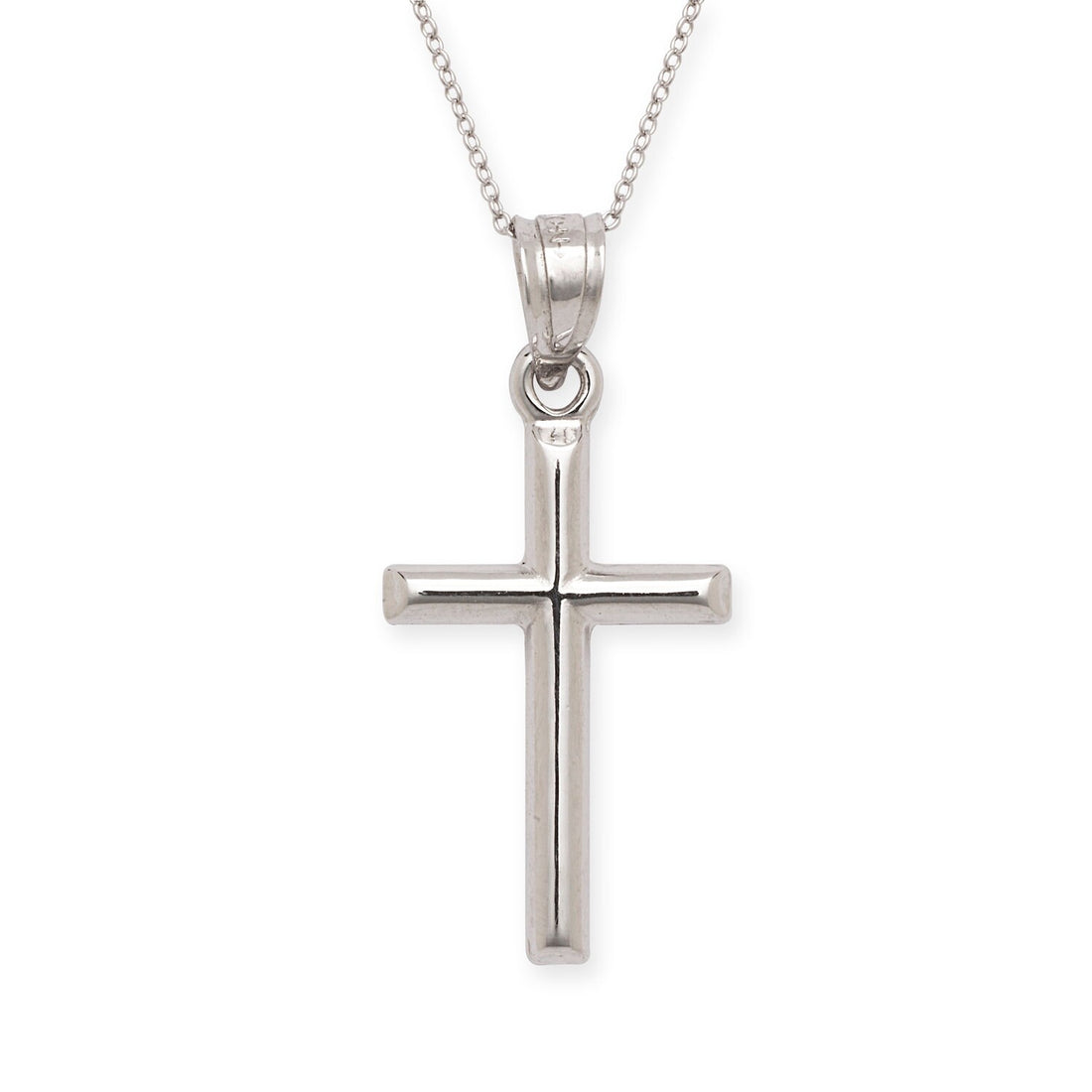 Solid 14k Yellow, Rose or White Gold Small Polished Cross Pendant Necklace