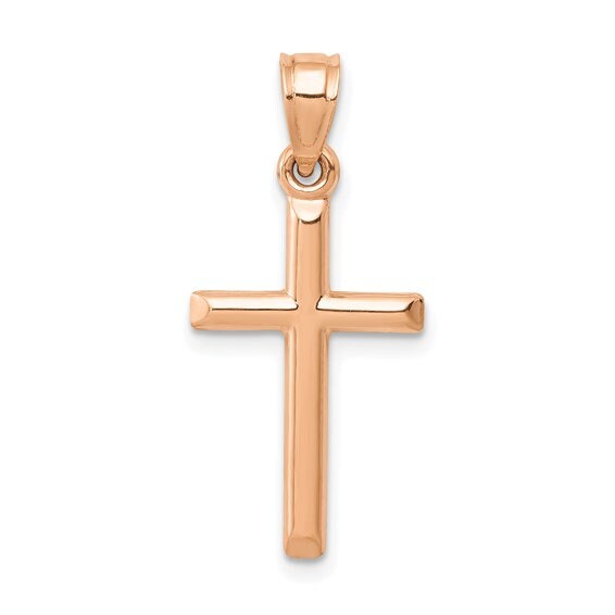 Solid 14k Yellow, Rose or White Gold Small Polished Cross Pendant Necklace