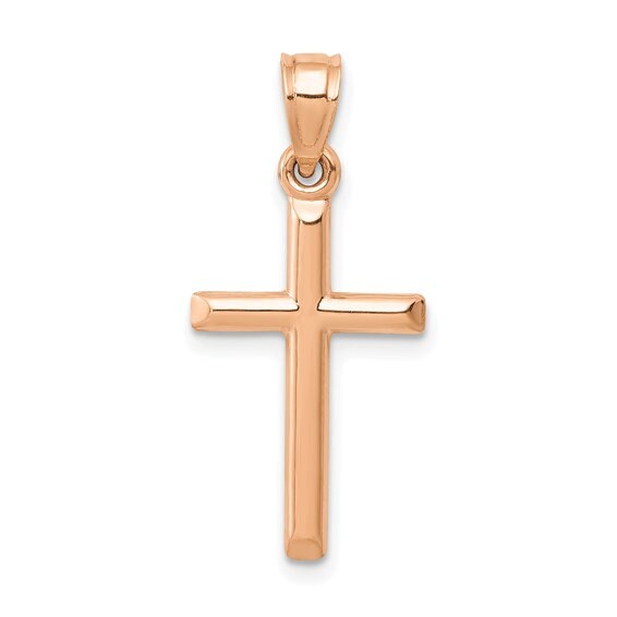 Solid 14k Yellow, Rose or White Gold Small Polished Cross Pendant Necklace