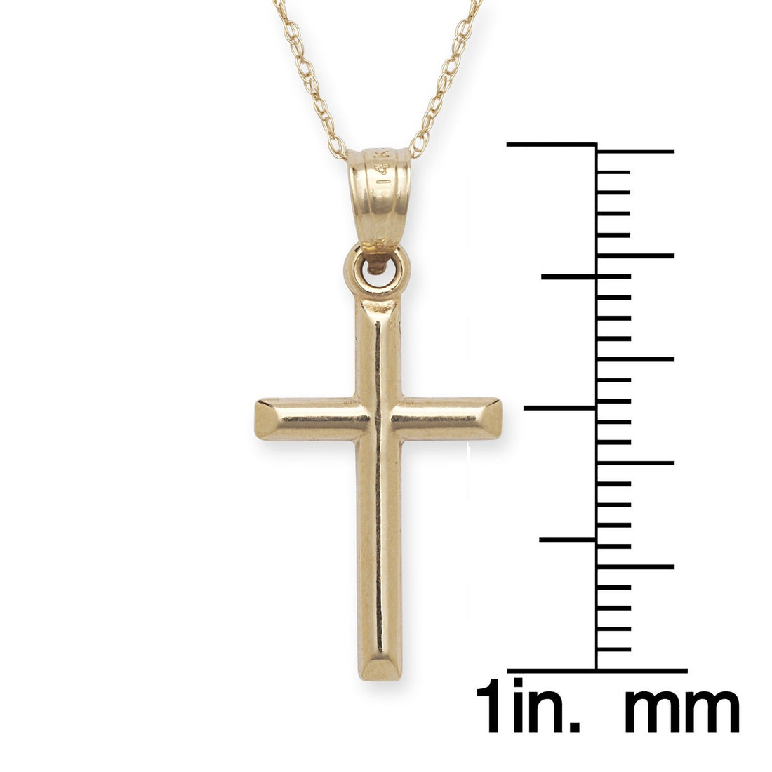 Solid 14k Yellow, Rose or White Gold Small Polished Cross Pendant Necklace