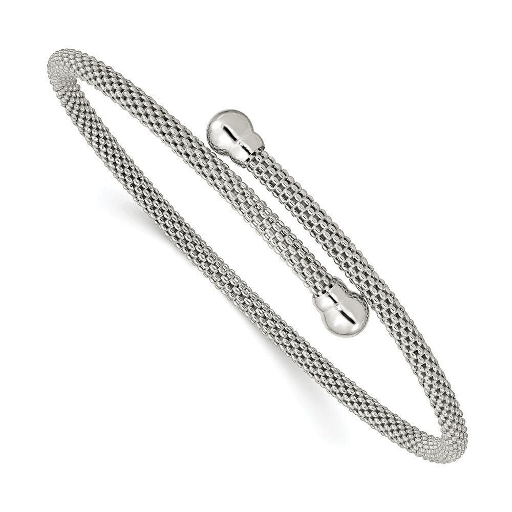 925 Sterling Silver Gold or Rhodium plated Bypass Mesh Cuff Bangle Bracelet