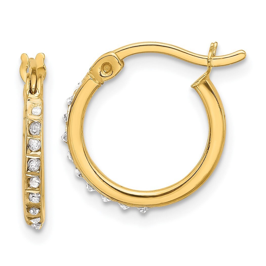 Sterling Silver Yellow Gold or Platinum Plated Diamond Dainty Hoop Earrings - 15x1.7mm