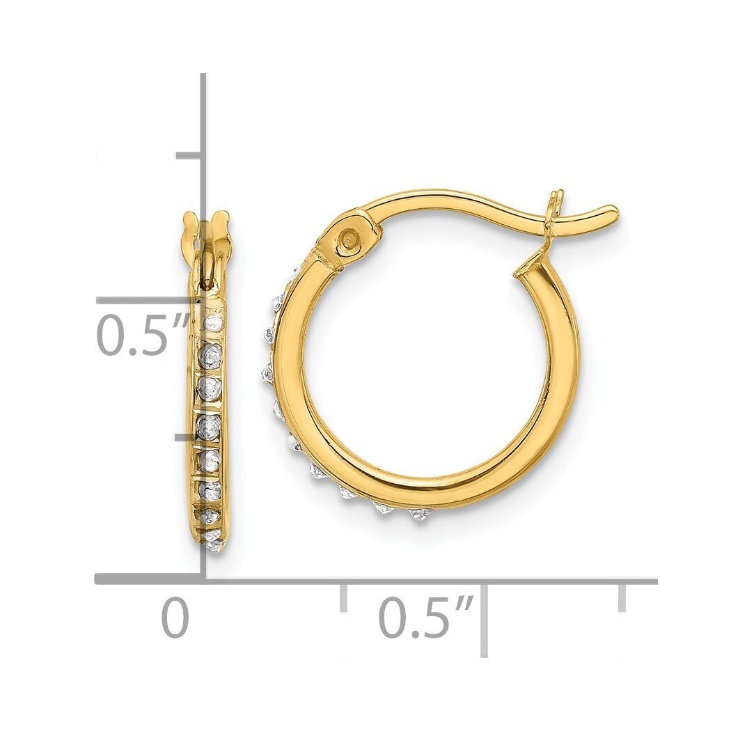 Sterling Silver Yellow Gold or Platinum Plated Diamond Dainty Hoop Earrings - 15x1.7mm