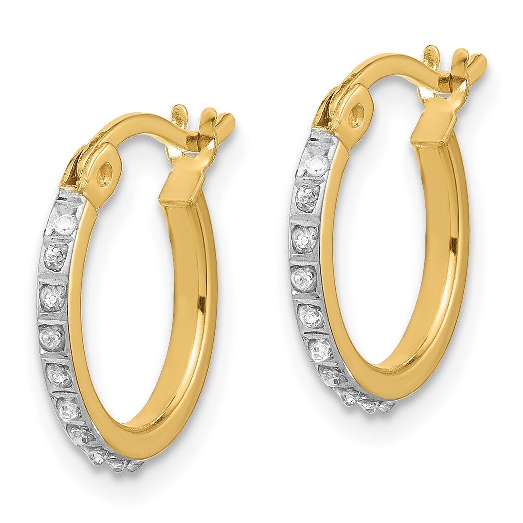 Sterling Silver Yellow Gold or Platinum Plated Diamond Dainty Hoop Earrings - 15x1.7mm