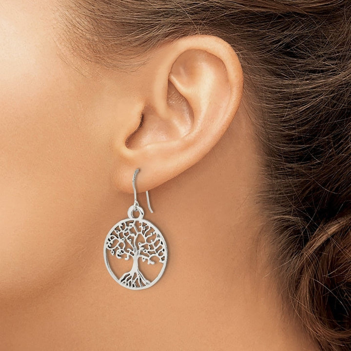 925 Sterling Silver Tree Of Life Dangle Hook Earrings