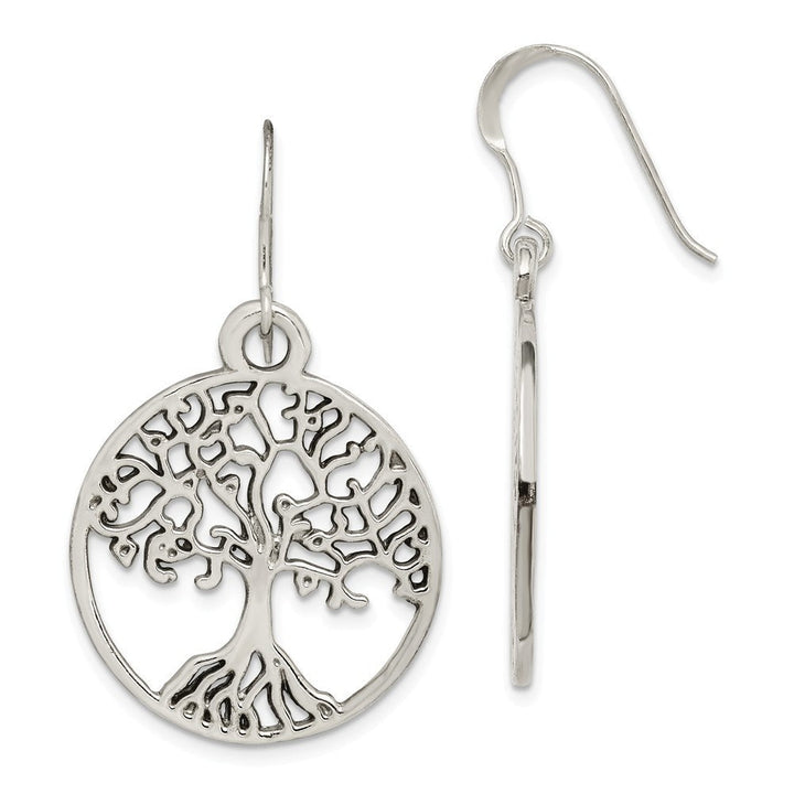 925 Sterling Silver Tree Of Life Dangle Hook Earrings