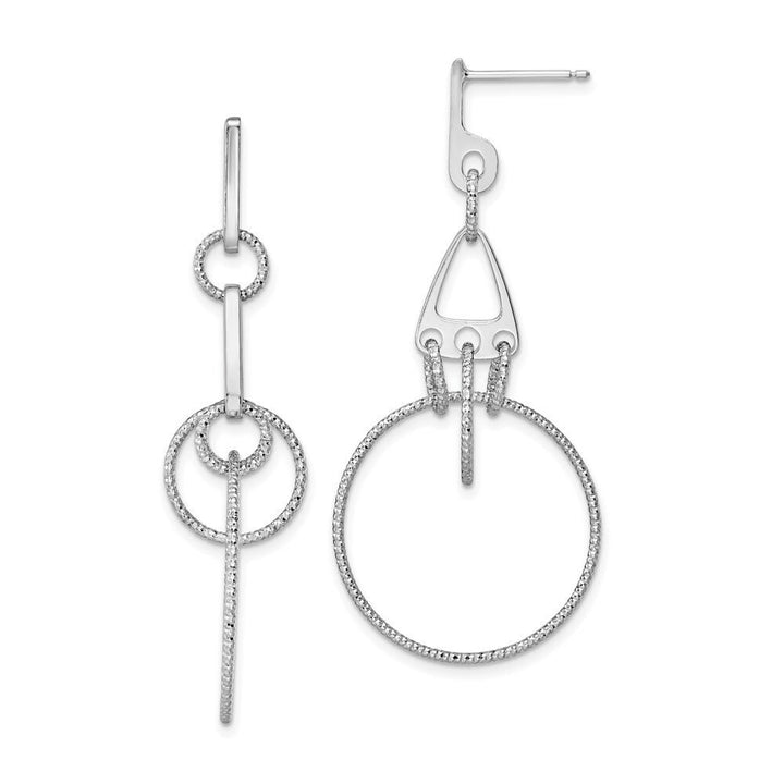 925 Sterling Silver Textured Geometric Shapes Post Dangle Earrings