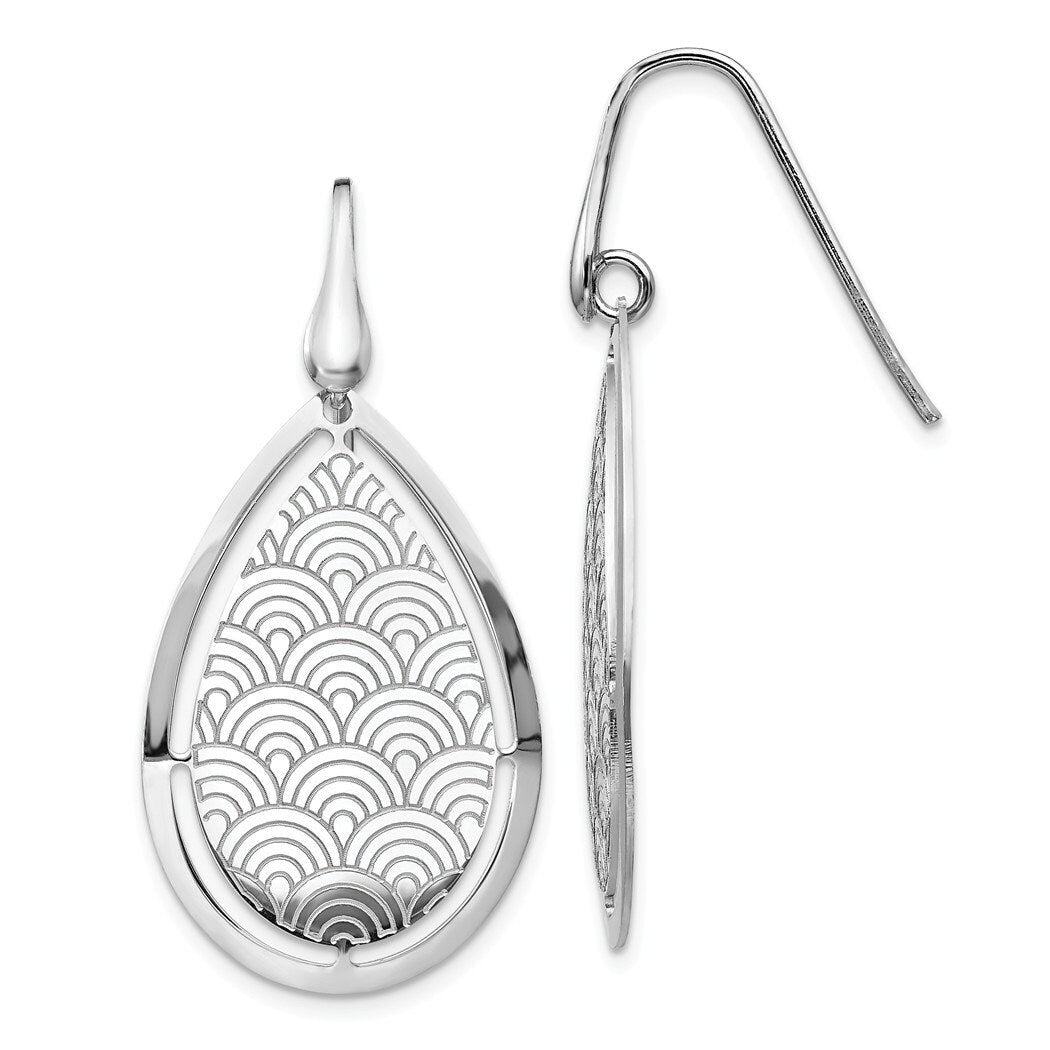 925 Sterling Silver Rainbow Laser Tear Drop Dangle Earrings