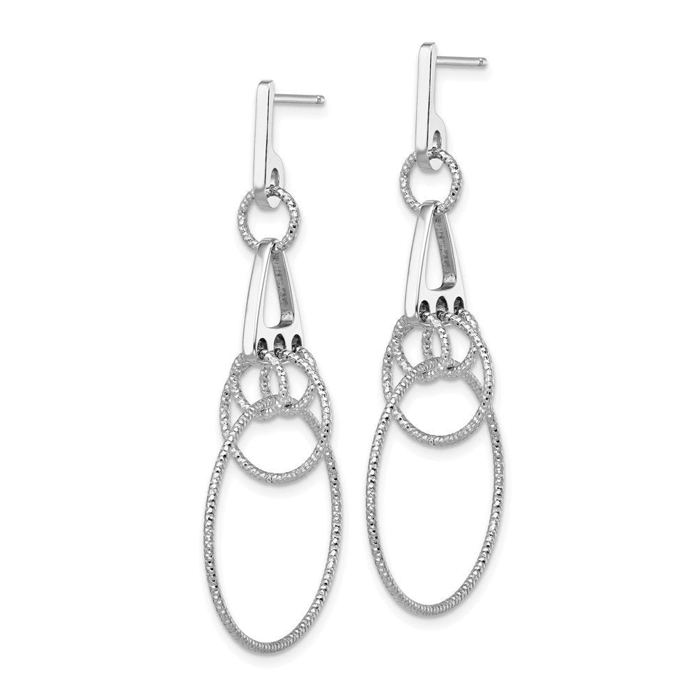925 Sterling Silver Textured Geometric Shapes Post Dangle Earrings