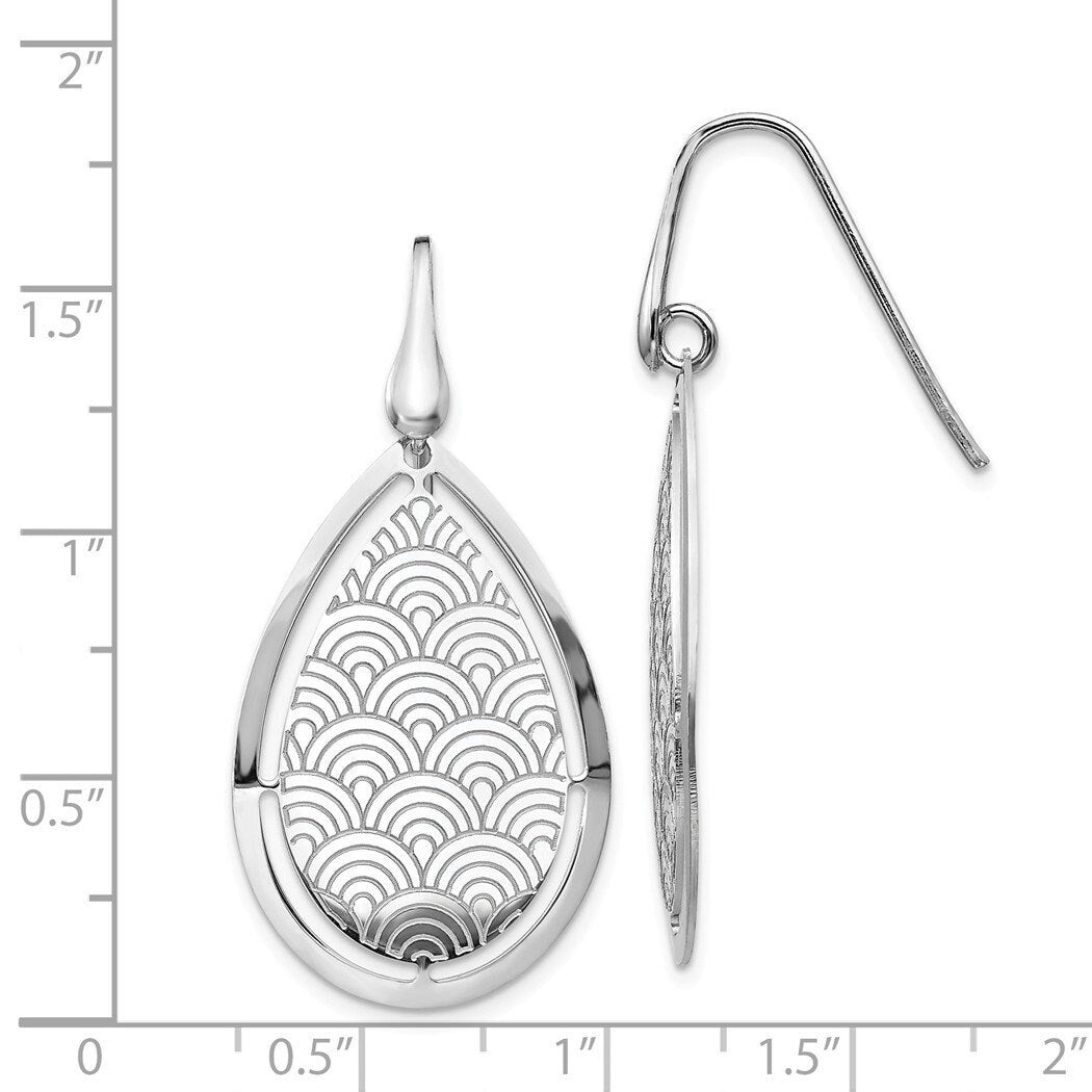 925 Sterling Silver Rainbow Laser Tear Drop Dangle Earrings