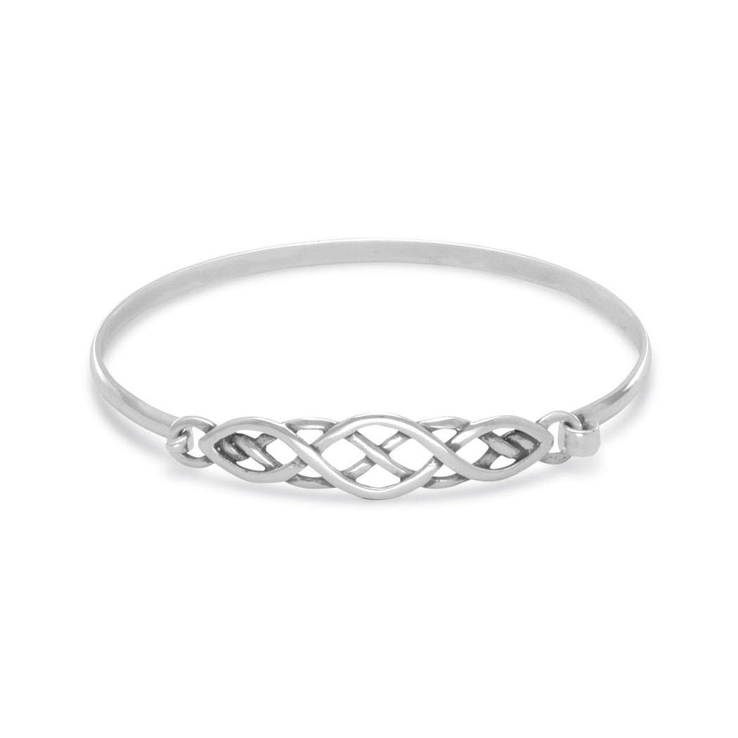 Oxidized Sterling Silver Irish Claddagh Celtic Trinity Knot Style Cuff Stackable Bangle