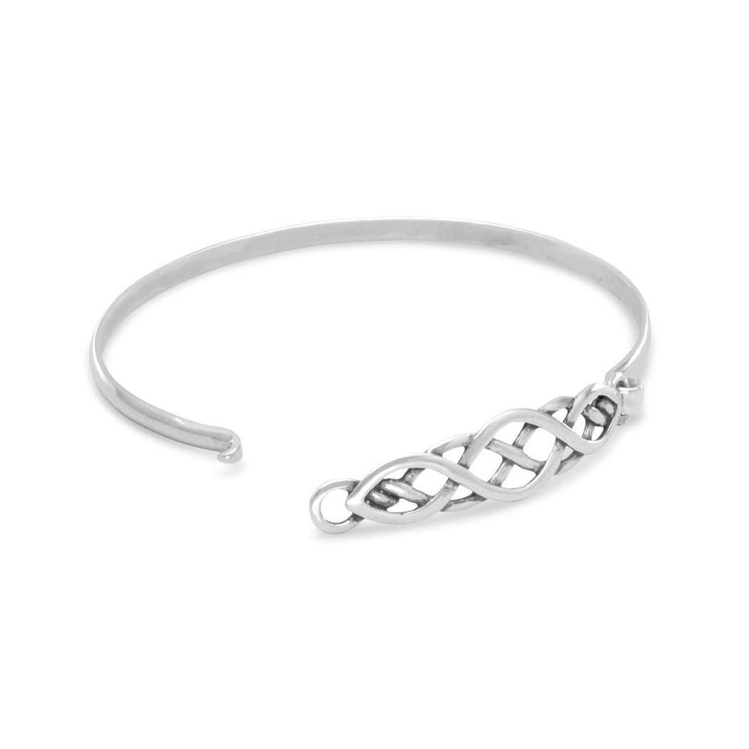 Oxidized Sterling Silver Irish Claddagh Celtic Trinity Knot Style Cuff Stackable Bangle