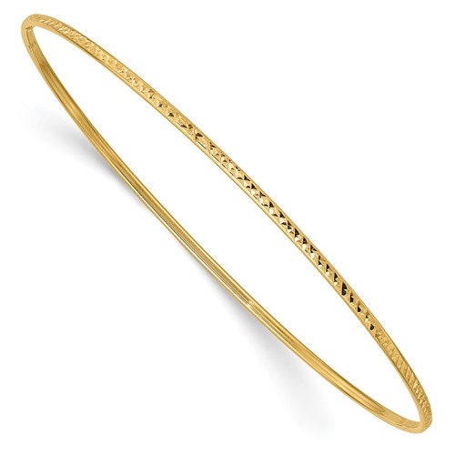 10k Gold 8" 1.5mm Diamond-cut Slip-on Bangle Bracelet