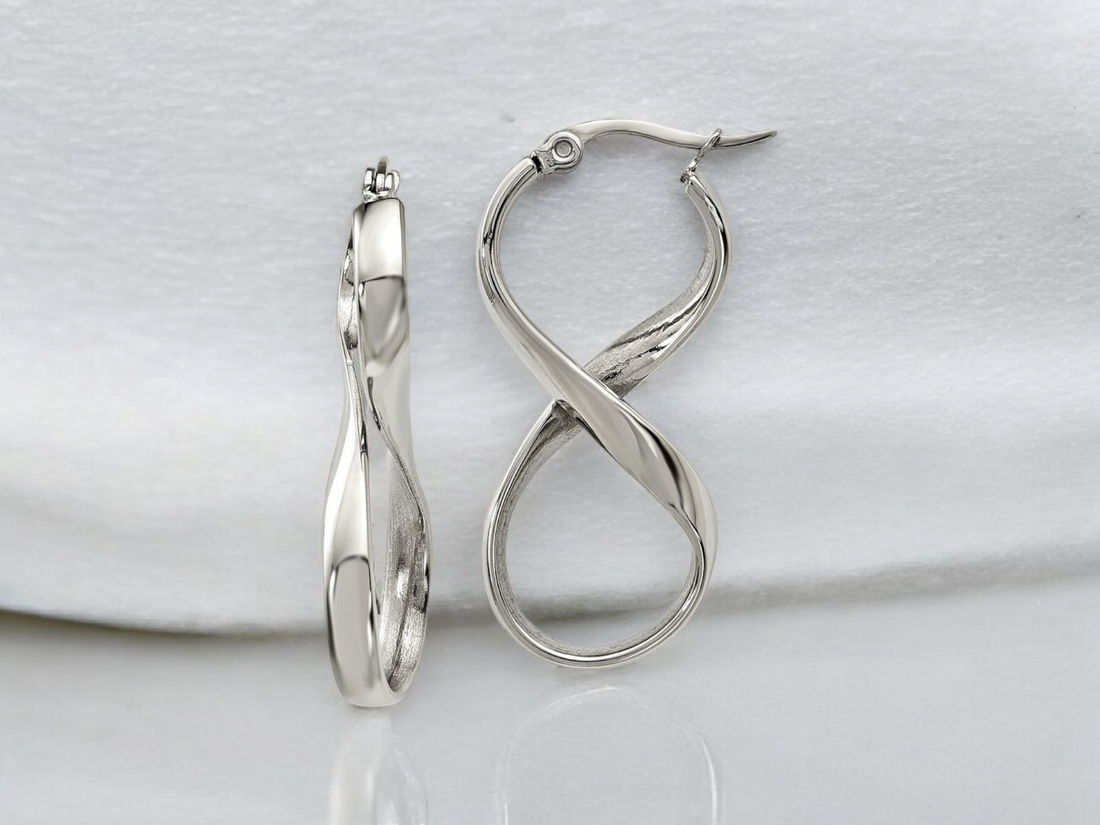 Stainless Steel Polished Infinity Symbol Hoop Earrings - 36.16x17.79mm