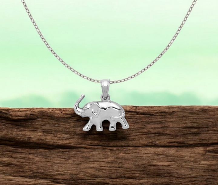 10 or 14k Yellow or White Gold Puffed Polished Elephant Pendant - 16.6x17.5mm