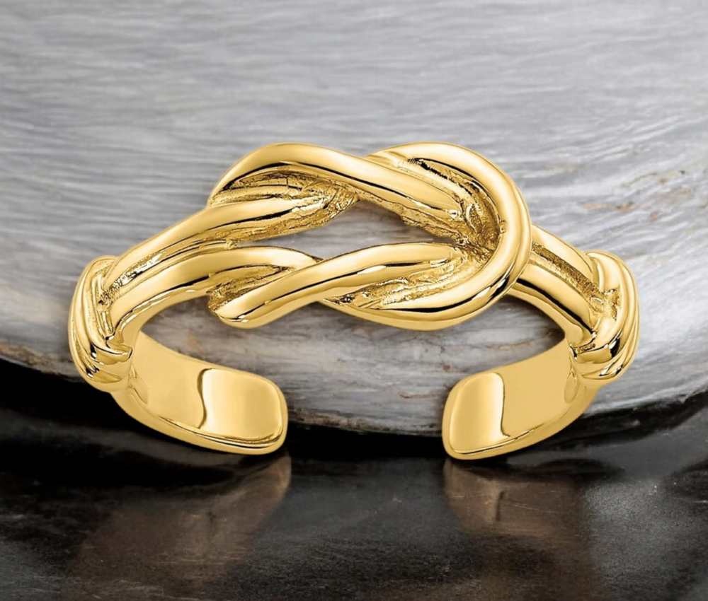 10k or 14k Yellow Gold Love Knot Adjustable Toe Ring