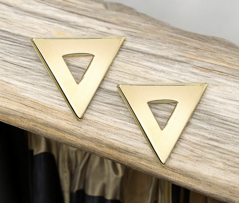 Solid 14k Gold Open Triangle Stud Earrings - 12mm - Geometric Earrings - Boho Earrings for Women - Gifts for her