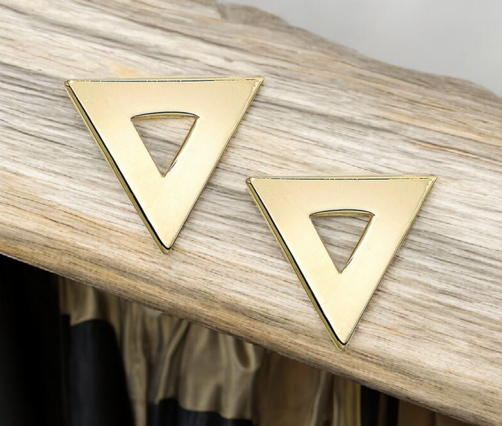 Solid 14k Gold Open Triangle Stud Earrings - 12mm - Geometric Earrings - Boho Earrings for Women - Gifts for her