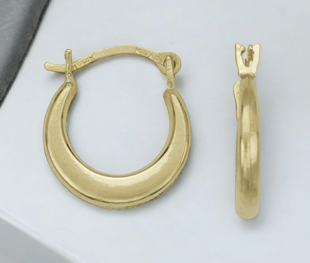 14k Yellow Gold Small Graduated Hoop Earrings 12x1.6mm