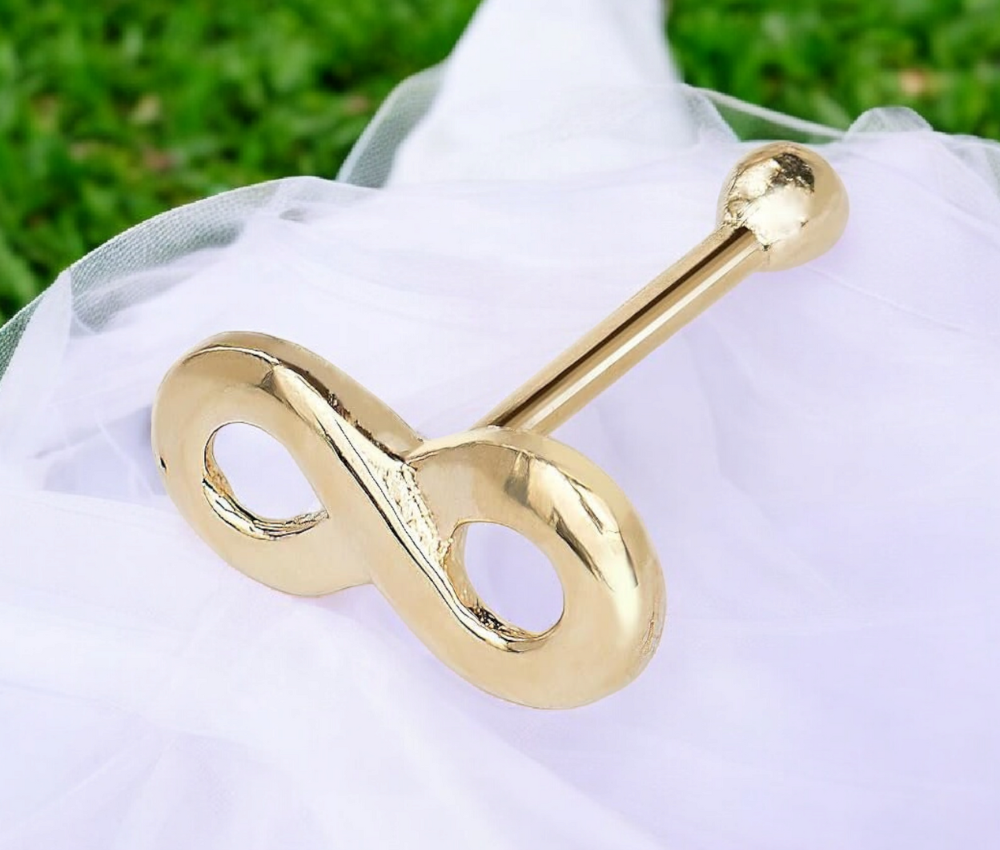 '- 14k Yellow Gold 20G Small Infinity Nose Stud Ring
