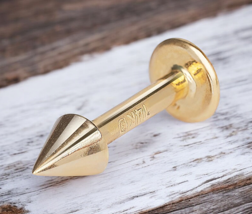 14k Yellow or White Gold 16G Cone Labret Tragus Ear Lip Ring Piercing