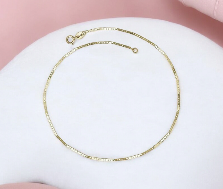 10k Yellow Gold Flat Mariner Anklet - 2.2mm x 10"