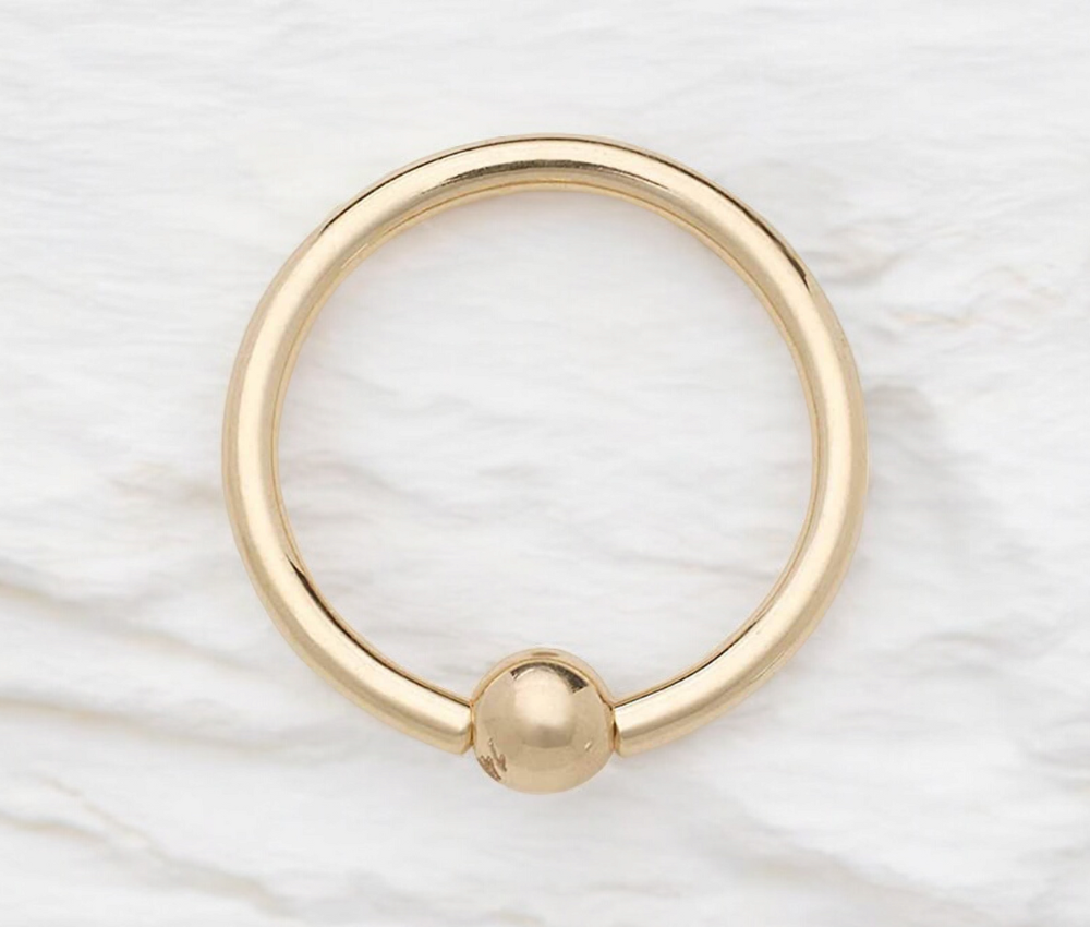 14k Yellow or White Gold 16G Bead Hoop Lip Eyebrow Cartilage Tragus Nose Ring