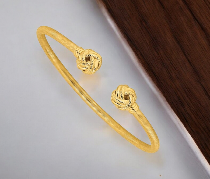 925 Sterling Silver Gold-Plated Love Knot Mesh Cuff Bangle Bracelet