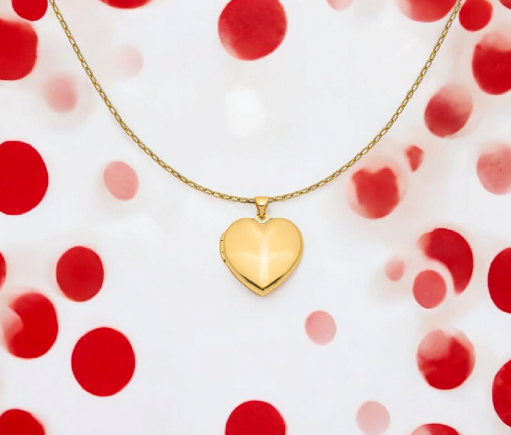 14k Yellow Gold Polished Engravable 4 Photo Plain Puffed Heart Family Locket Necklace - 21mmx 26mm