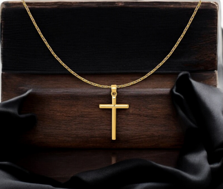 14k Yellow or White Gold Polished Large Cross Pendant Necklace