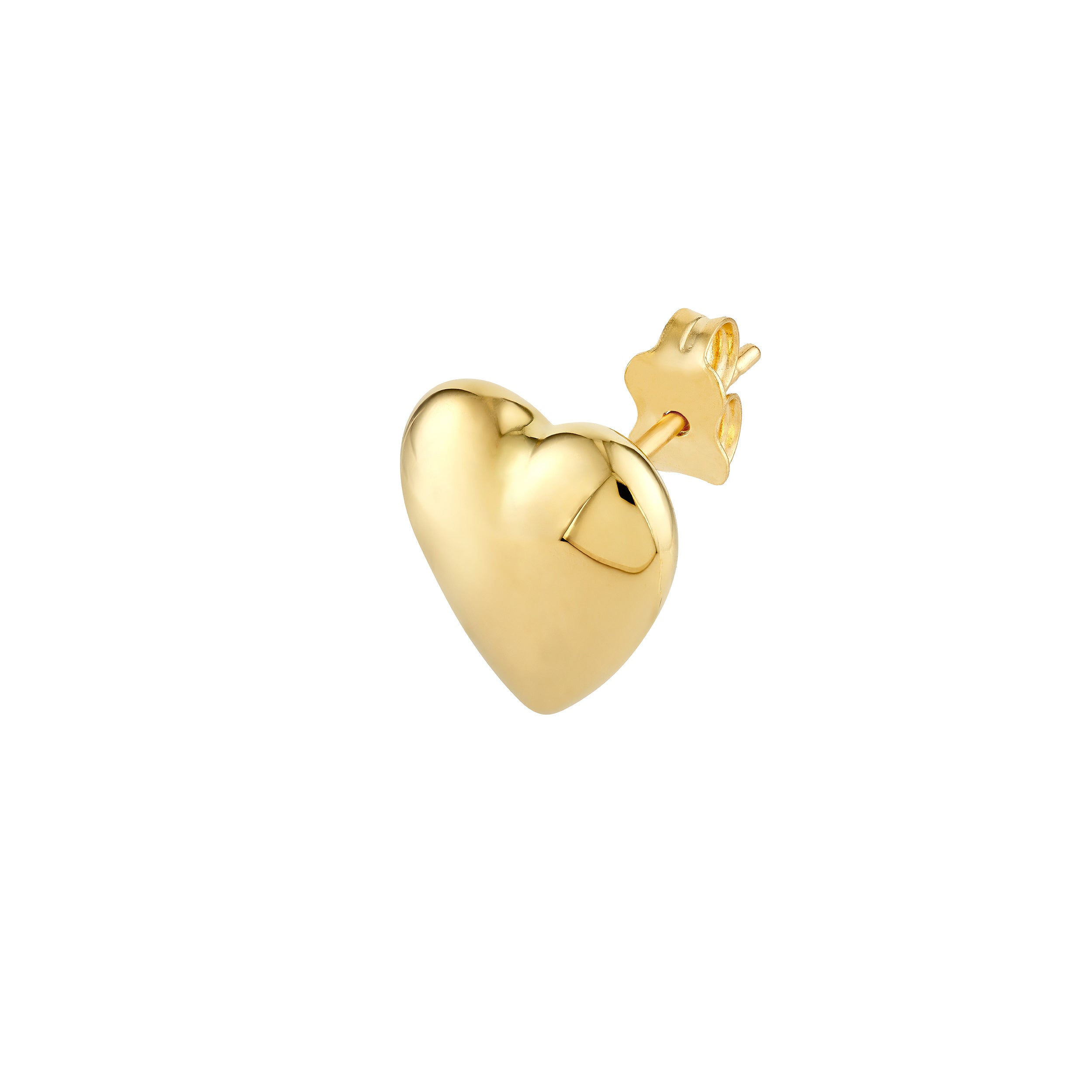 The Cherub - 14k Yellow Gold Puffed Heart Earrings