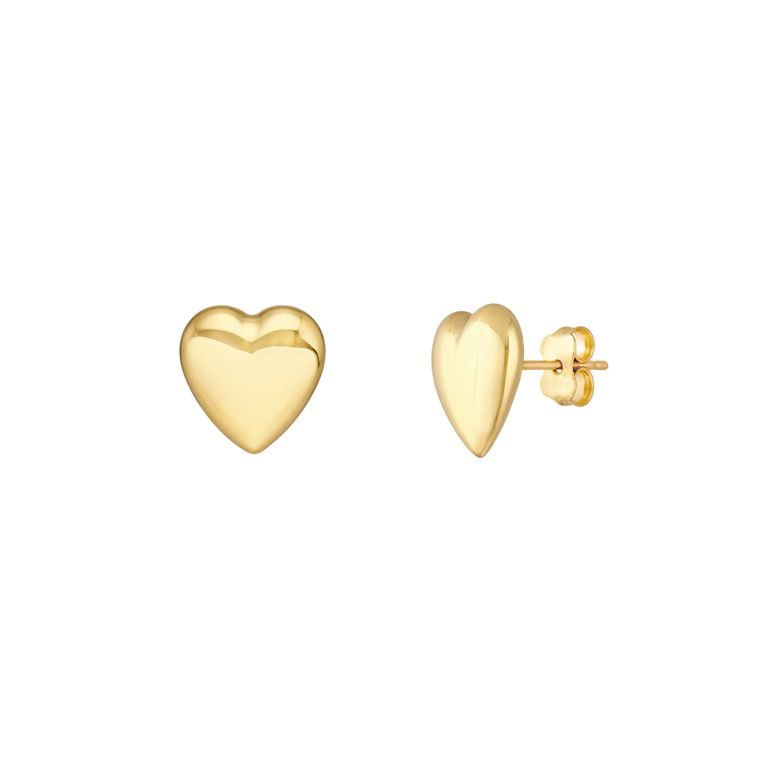 The Cherub - 14k Yellow Gold Puffed Heart Earrings