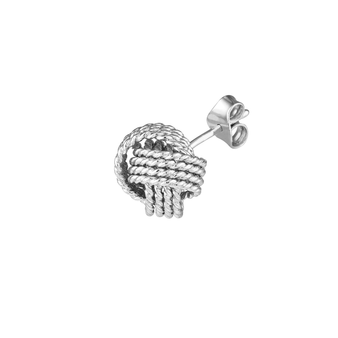 The Knot - 925 Sterling Silver Ribbed Love Knot Stud Earrings