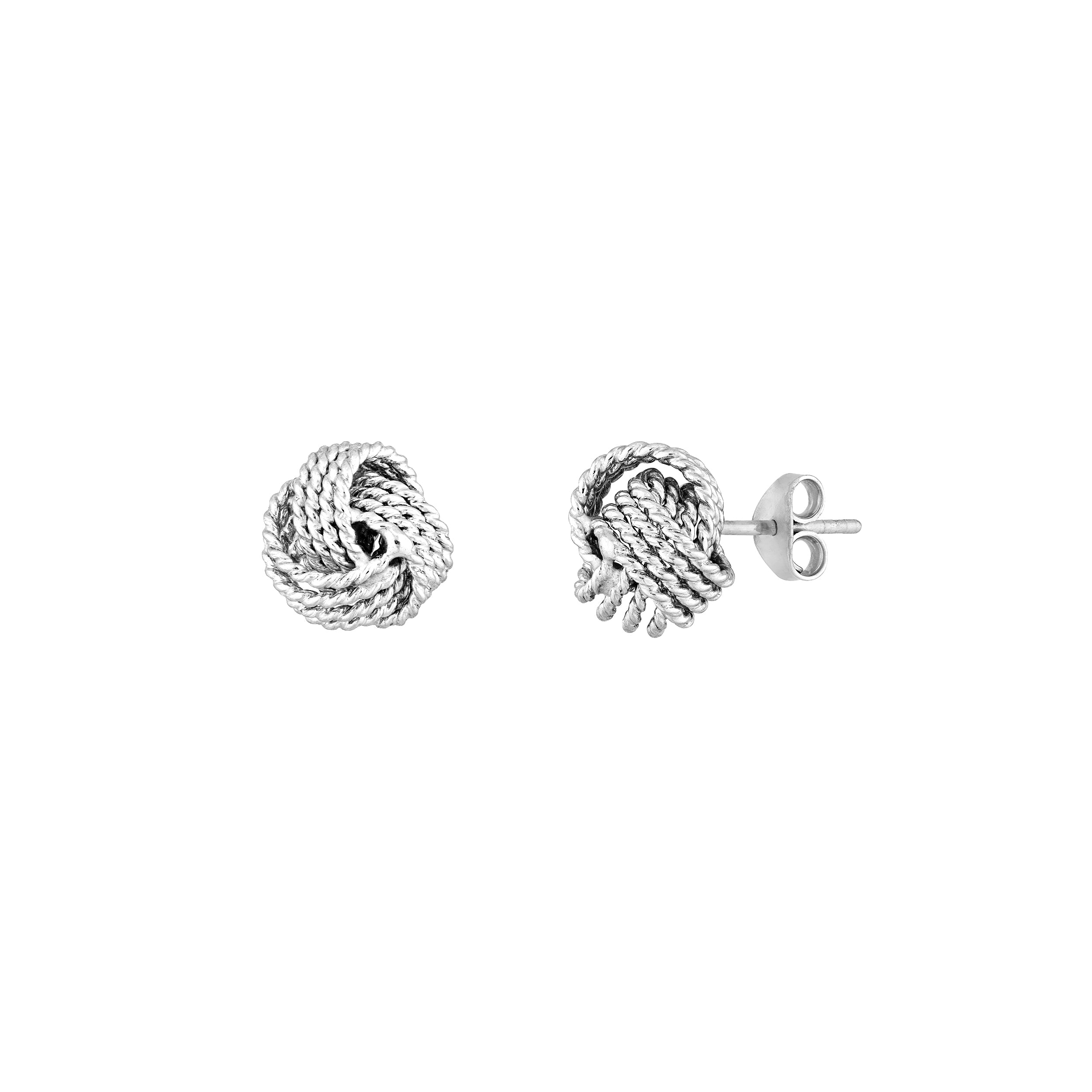 The Knot - 925 Sterling Silver Ribbed Love Knot Stud Earrings