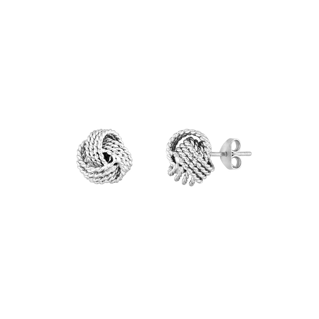 The Knot - 925 Sterling Silver Ribbed Love Knot Stud Earrings