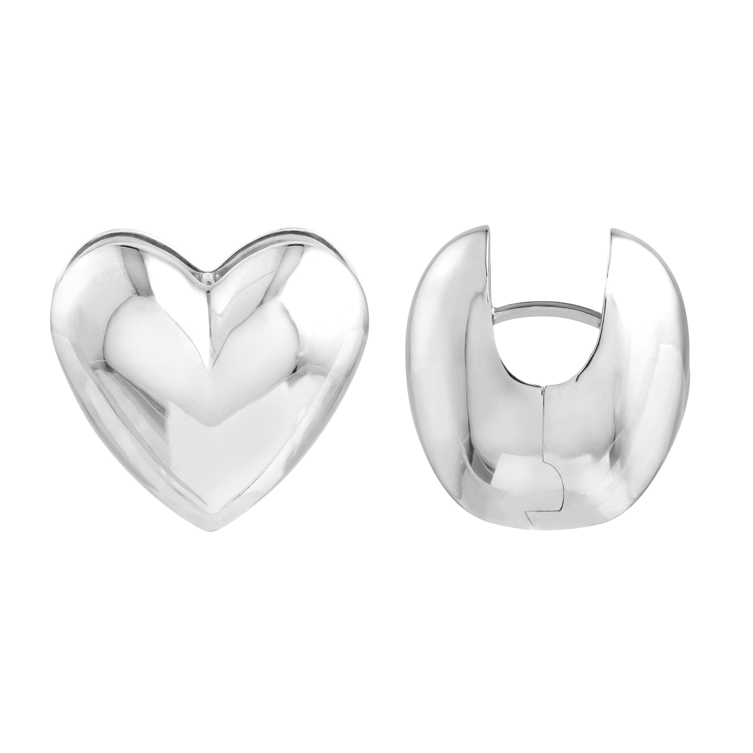 The Darling - 925 Sterling Silver Puff Heart Hoops