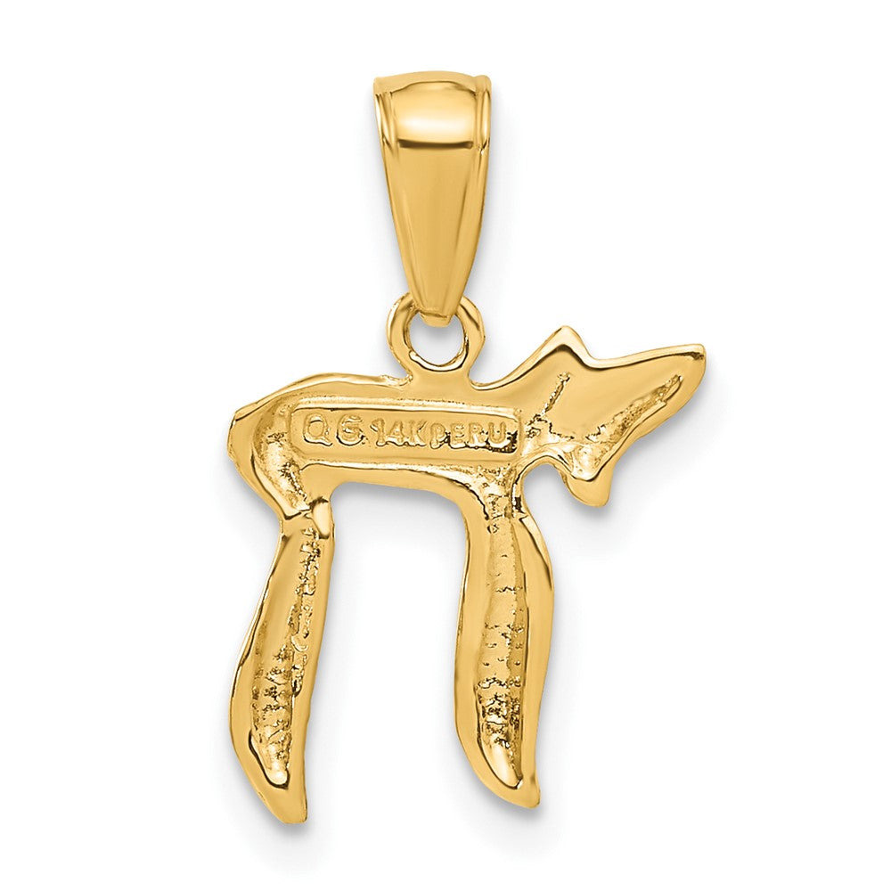 14k Yellow Gold Textured Chai Pendant Necklace